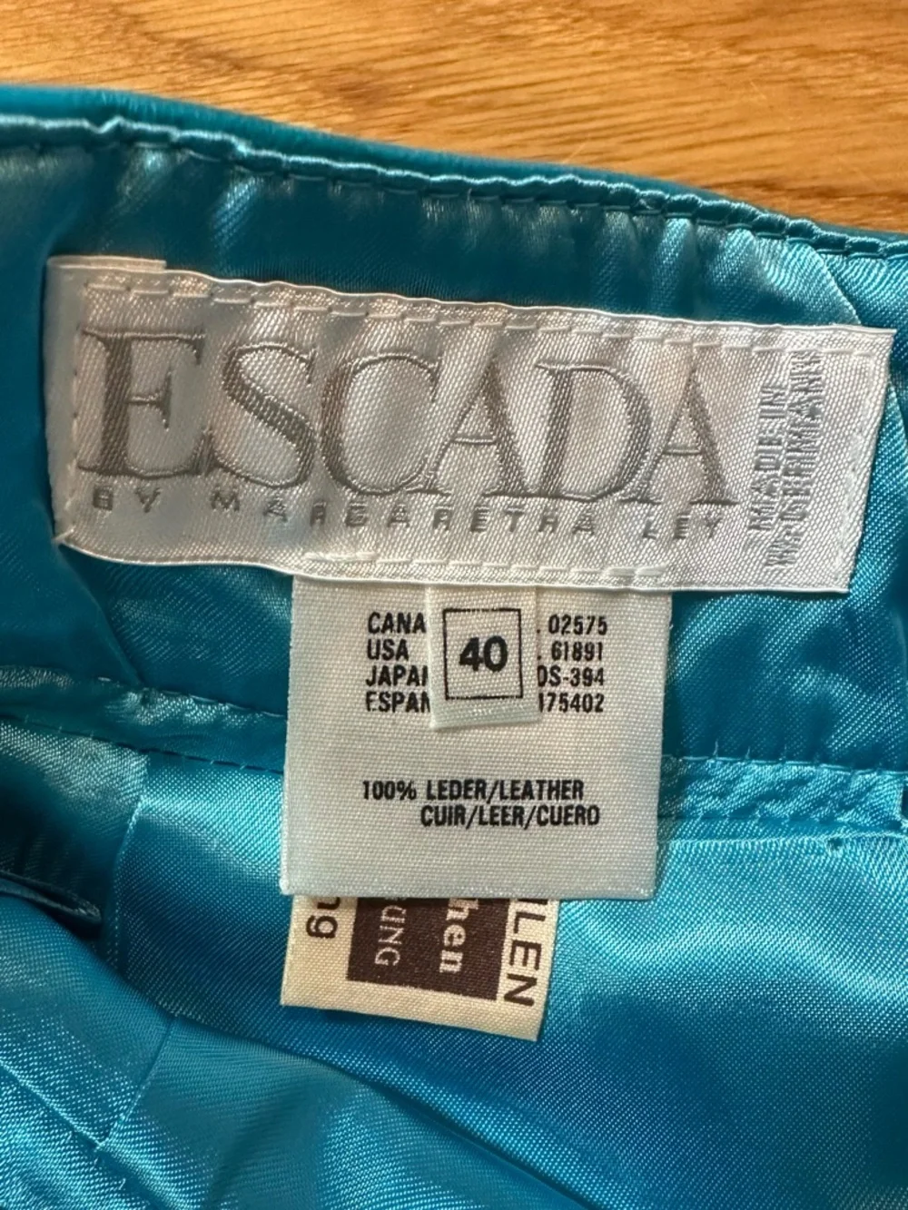 Vintage ESCADA Blue Leather Skirt